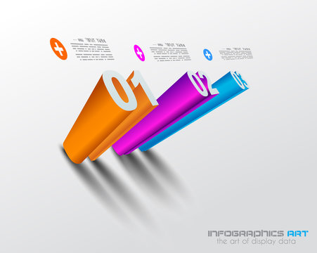 3D Infographic design template with shadows.