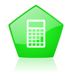Poster - calculator green pentagon web glossy icon