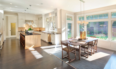 Kitchen and Dining Room Panorama in New Luxury Home