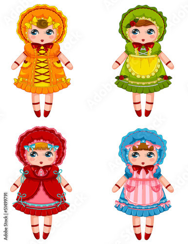 Obraz w ramie vintatge dolls collectiion