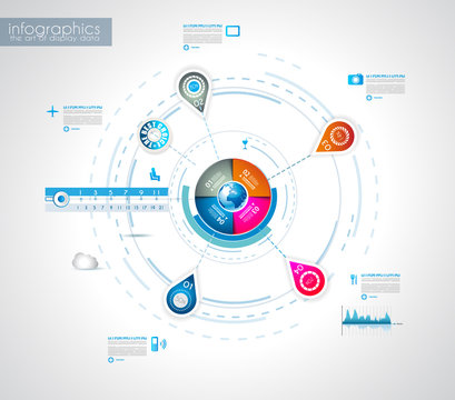 Infographic design template with paper tags
