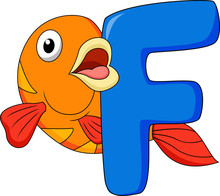 Alphabet F With Fish Cartoon