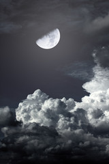 Wall Mural - night sky with moon and clouds