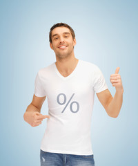 Poster - man with percent icon showing thumbs up