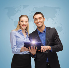 Poster - man and woman with tablet pc