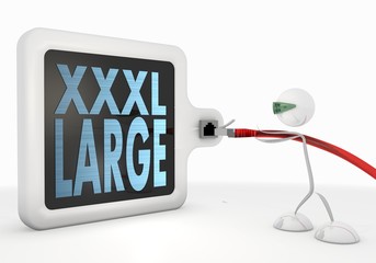 Wall Mural - 3d render of a x-large XL symbol with futuristic 3d character