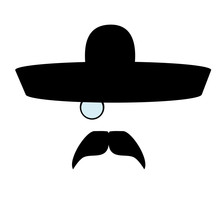 Man Wearing Sombrero And Monocle