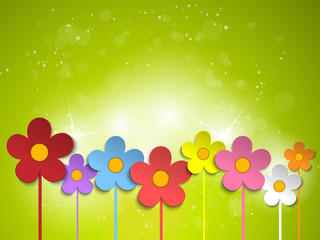 Wall Mural - Beautiful Spring Green Flowers Background