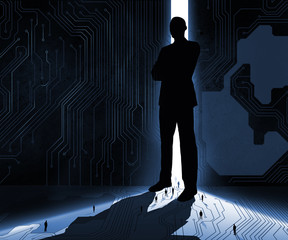 Aufkleber - Silhouette of businessman guarding door