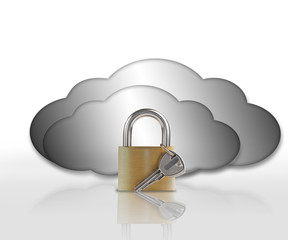 Aufkleber - Padlock and grey clouds