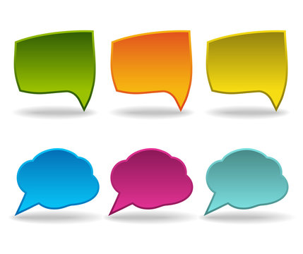 set of colorful speech bubbles