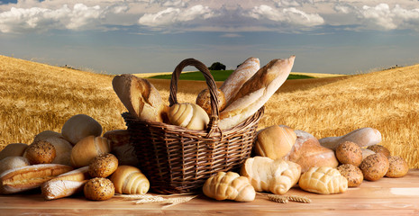 Bread on the wooden table