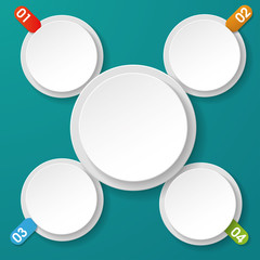Canvas Print - Four Info Labels With Numbers Circle Green Background