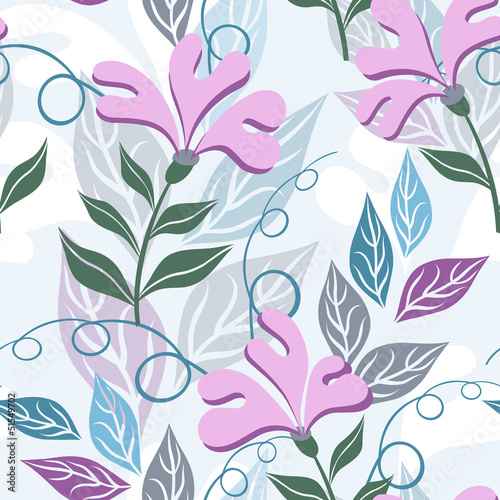 Naklejka - mata magnetyczna na lodówkę Floral seamless pattern. Violet flowers of imagination.