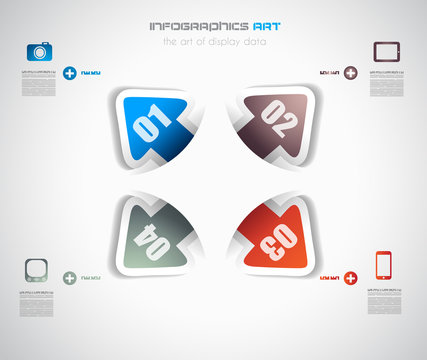 Infographic design template with paper tags.