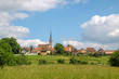 Village with vineyards