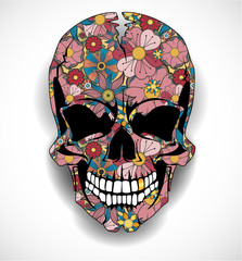 Wall Mural - Skull with floral ornaments