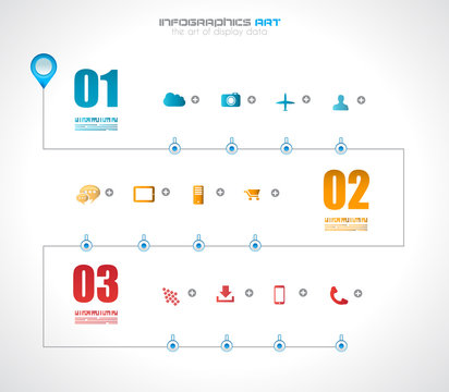 Infographic timeline design template with paper tags