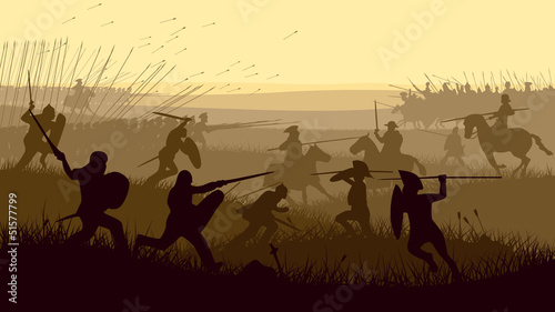 Fotomural Abstract illustration of medieval battle.