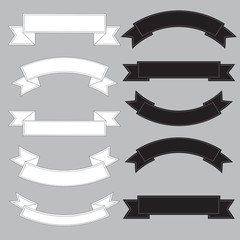 Wall Mural - old ribbon banner ,black and white.