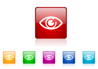 Sticker - eye vector glossy web icon set