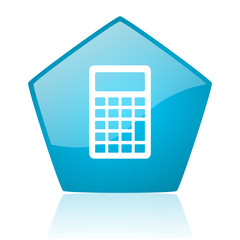 Poster - calculator blue pentagon web glossy icon