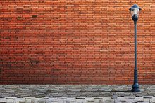 Lamp Post Street On Brick Wall Background