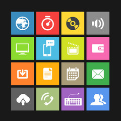 Poster - Web color tile interface template with modern icons