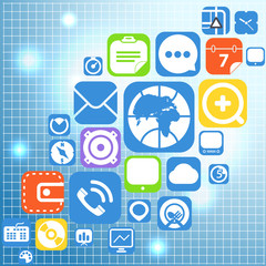 Poster - Flying color web graphic interface icons