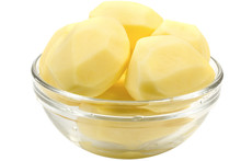 Peeled Potatoes In A Glass Bowl
