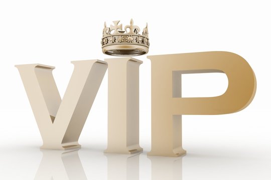 VIP abbreviation with a crown. 3D text