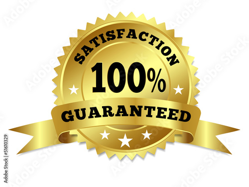 Fotomural Gold Badge Satisfaction Guaranteed With Ribbon