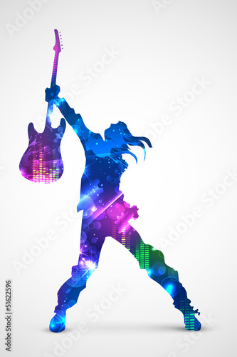 Fototapeta na wymiar Rock Star with Guitar