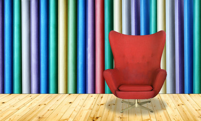 Wall Mural - red chair on colorful wall background
