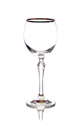 An empty wine glass on a white background