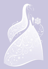 bride in wedding dress, vector