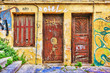 Facade of an abandoned house in Plaka district,  Athens
