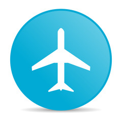 Poster - airplane blue circle web glossy icon
