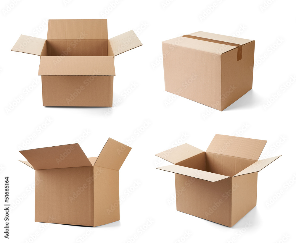 cardboard box package moving transportation delivery - obrazy, fototapety, plakaty 