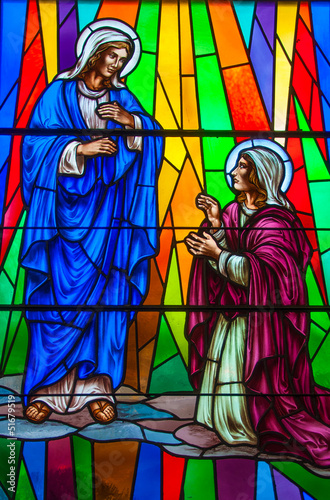 Fototapeta na wymiar Stained Glass in a Catholic Church