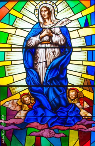 Naklejka na szafę Stained Glass in a Catholic Church