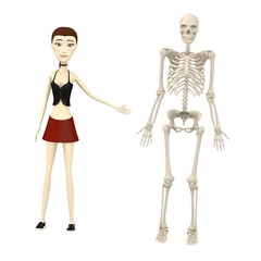 Wall Mural - 3d render of cartoon character with male skeleton