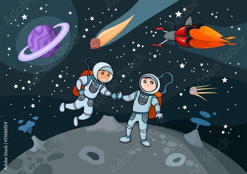 ilustracji-wektorowych-2-kosmonautow