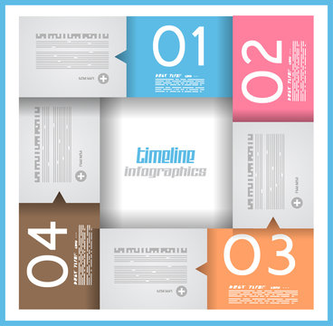 Infographic design template with paper tags.