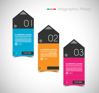 Infographic design template with paper tags.