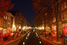 Red Light District In Amsterdam The Netherlands At Night