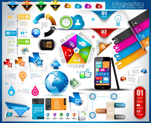 Poster - Infographic elements - set of paper tags,