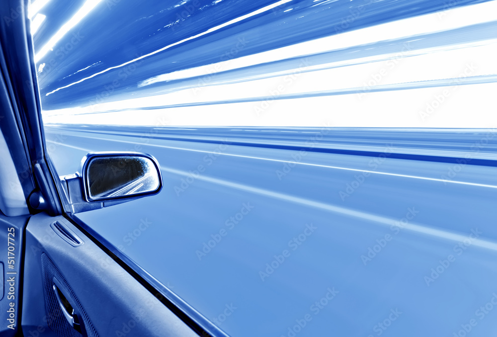 car on the road with motion blur background. - obrazy, fototapety, plakaty 