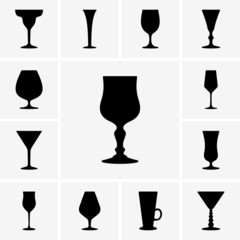 Canvas Print - Set of wine glasses icons