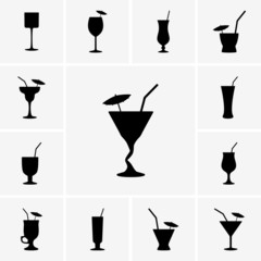 Wall Mural - Set of cocktails icons